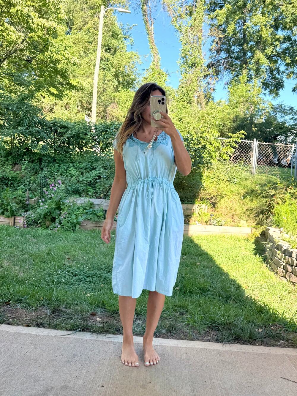 Vintage Esprit Hand-Dyed Sea Glass Linen Blend Dress